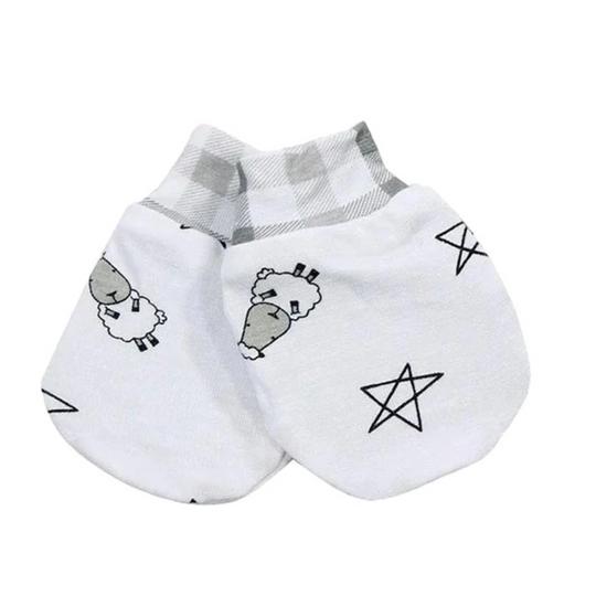 Baa Baa Sheepz Mittens Small Star & Sheepz Checkers + Big Face Checkers White Set - 2 Pairs