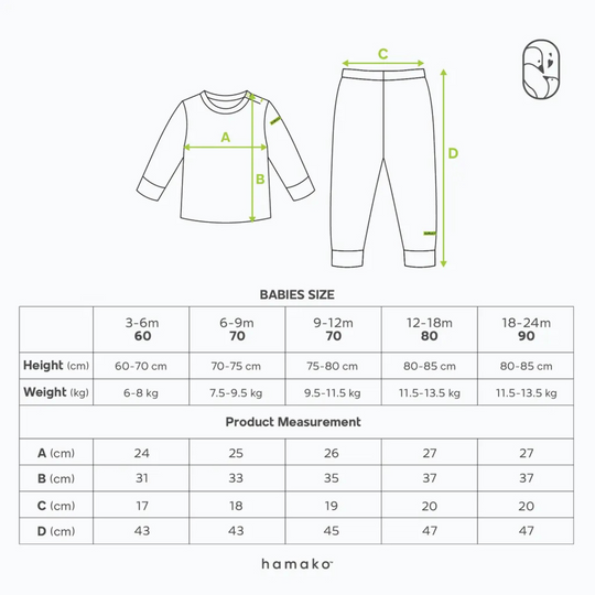 Hamako Tencel Baby Button Long Set Farmyard