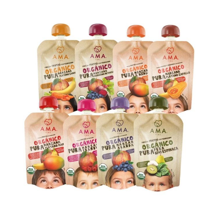 AmaTime 100% Organic Puree Pouches 90g (6m+)