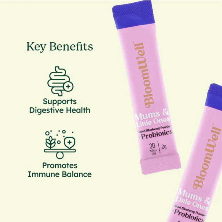 BloomWell Mums & Little Ones Mixed Blueberry Powder + Probiotics