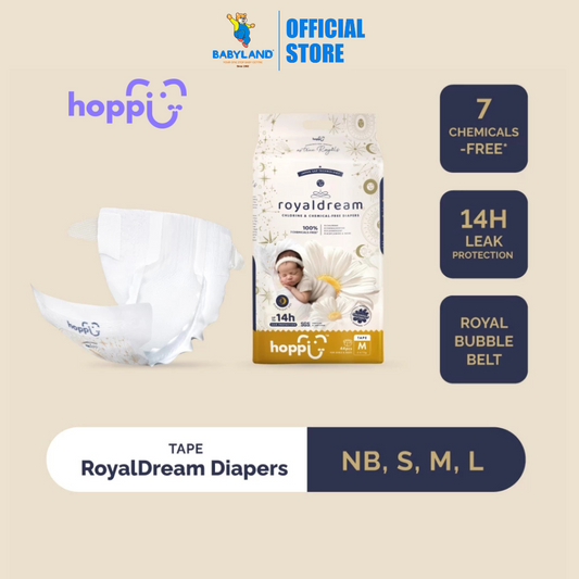 Hoppi RoyalDream Tape Diapers (1 Pack) 100% 7 Chemicals-Free