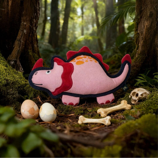 V-Pet Rough & Tough Toys - Jurassic Echo - Triceratops-Pink M