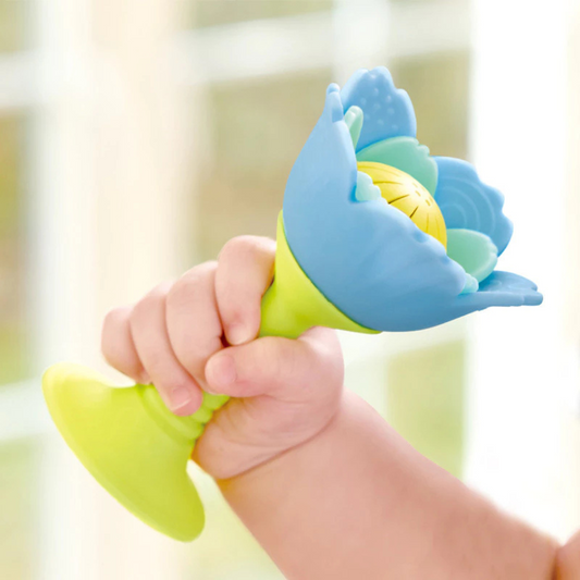 Hape 0138 Silicone Rattle & Teether Flower Blue (0m+)