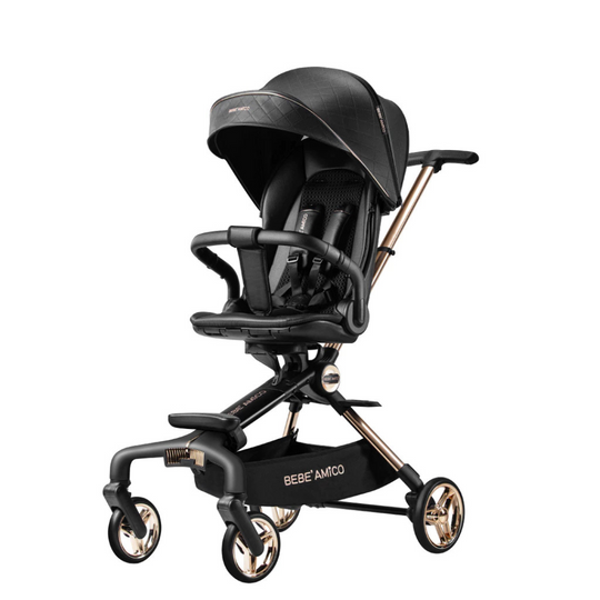 Bebe Amico Dual Two Ways Facing Stroller X7 With 360 Rotation Seat - Black