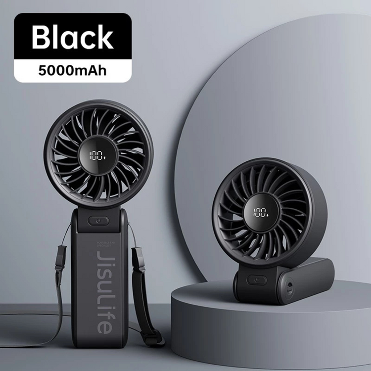 JisuLife Portable Handheld Fan Life7 (5000mAh) 19.5h cooling Foldable Hand Fans with 5 gears strong wind