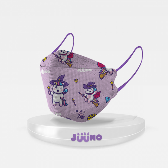 Juuno Kids Mask KF94 Unicorn Magician 10'S - Purple | Protective 4Layer Protective >98% 3D Mask
