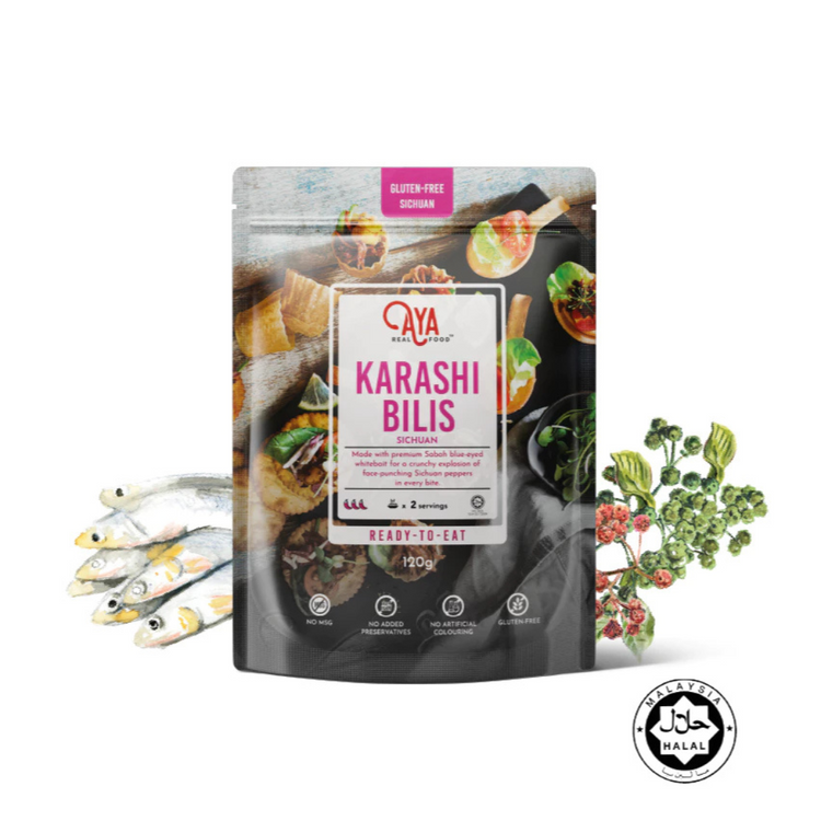 Aya Real Food Karashi Bilis (120g) | Original, Kombu, Garlic & Sichuan