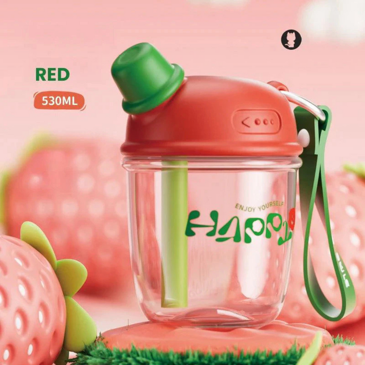 Cocosmile 8321 Dudu Straw Portable Tritan Cup 530ML - Red