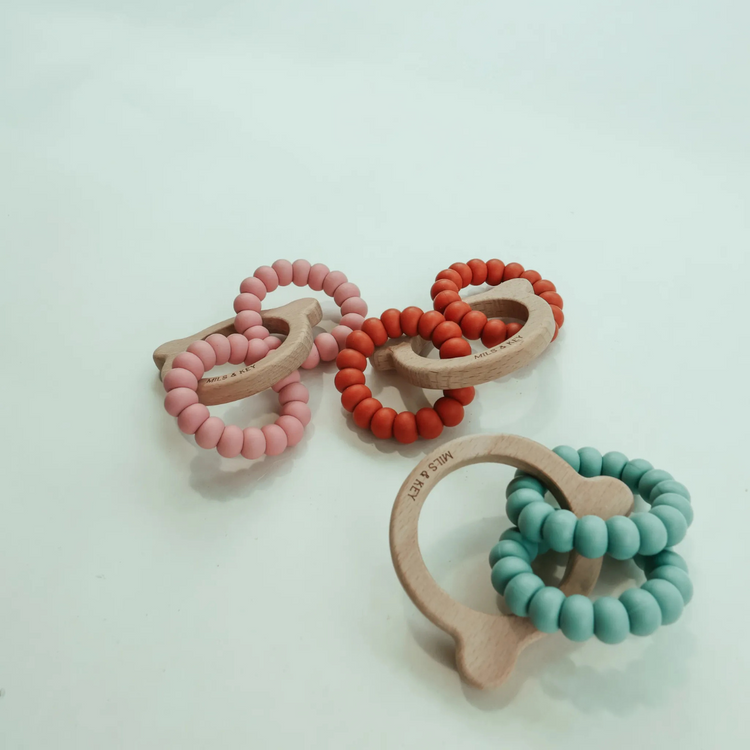 Mils and Key Wooden Bear Teether (3m+)