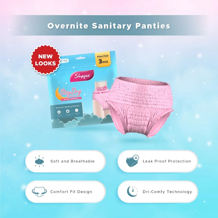 Shapee Overnite Sanitary Panties 3pcs (S-M, L-XL)