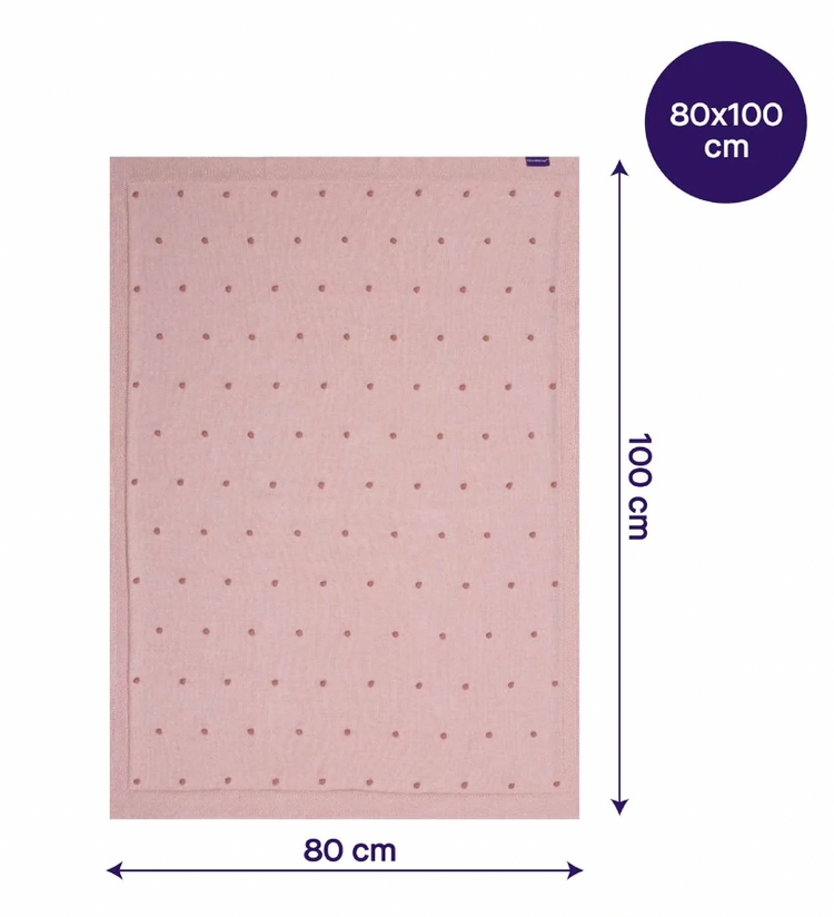 Clevamama Organic Cotton Knitted Pom Pom Baby Blanket - Pink