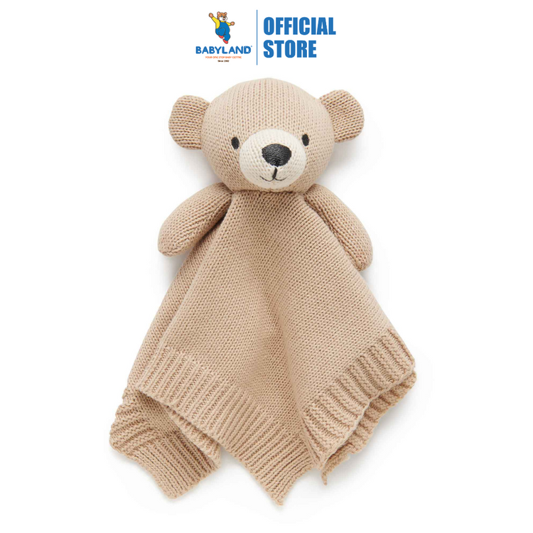 Purebaby Organic Camel Print Knitted Bear Comforter