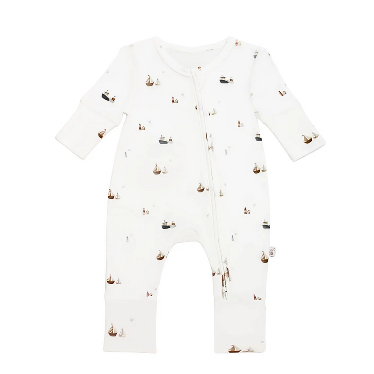 Twinkle Planet GOTS Organic Cotton One-Piece Pyjamas - Sailor Blue