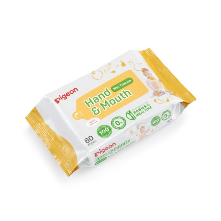 Pigeon Hand & Mouth Wet Tissues Alcohol Free (2 x 60wipes)