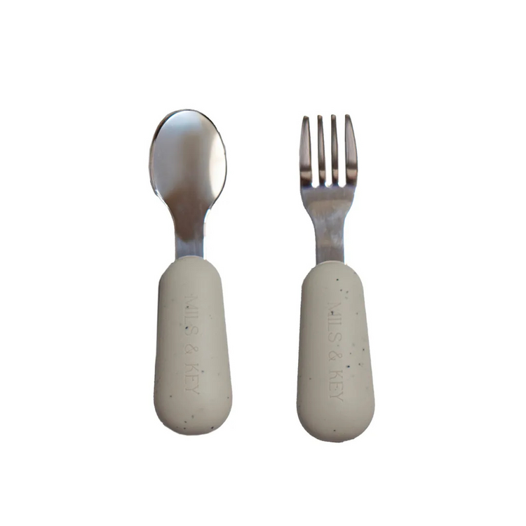 Mils and Key Speckled Stainless Steel Toddler Cutlery