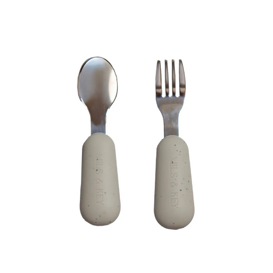 Mils and Key Speckled Stainless Steel Toddler Cutlery