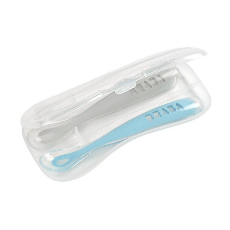 Beaba 1st Age Silicone Spoon Travel Twin Set (with Case)(4m+)