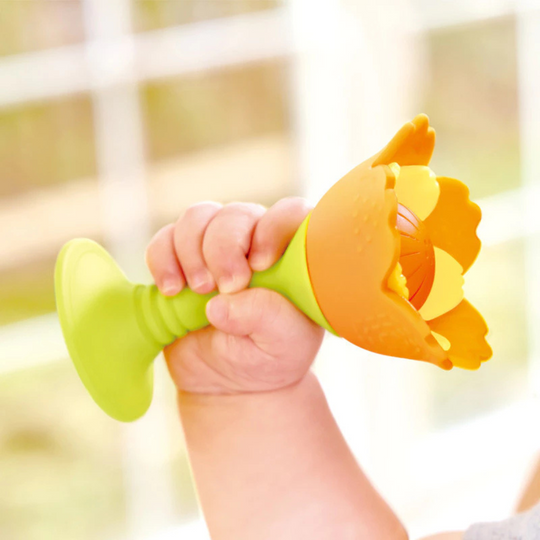 Hape 0137 Silicone Rattle & Teether Flower Orange (0m+)