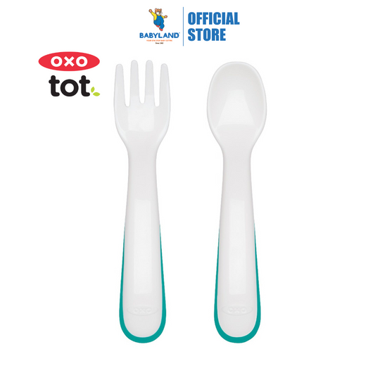 Oxo Tot On-the-Go Plastic Fork and Spoon Set with Travel Case - Teal