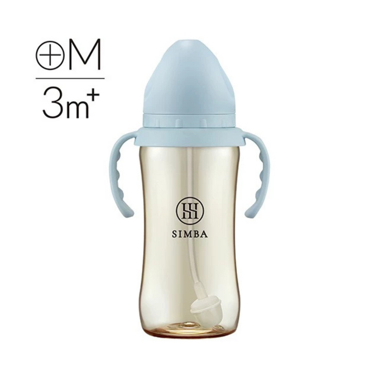 Simba allonge Milestone 360ml - PPSU Wide Neck Anti-Colic Feeding Bottle with Straw and Handles Cross Hole M Teat