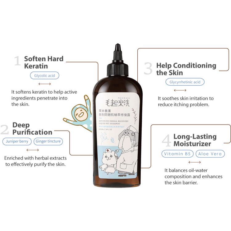 Maoup Advanced Herbal Recovery Liquid Pet Shampoo (225ml)