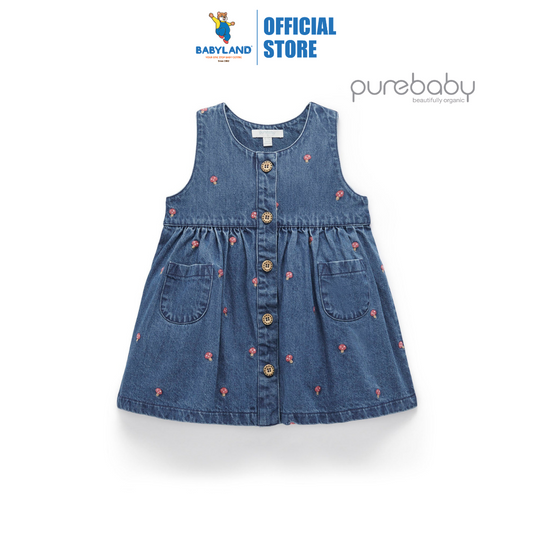 Purebaby Organic Toadstool Broderie Print Embroidered Toadstool Pinnie