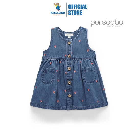 Purebaby Organic Toadstool Broderie Print Embroidered Toadstool Pinnie