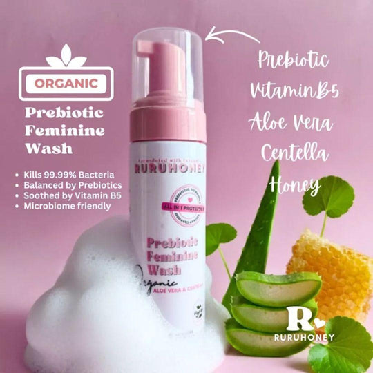 RuruHoney Prebiotic Feminine Wash 180ml (Organic Aloe Vera & Centella)