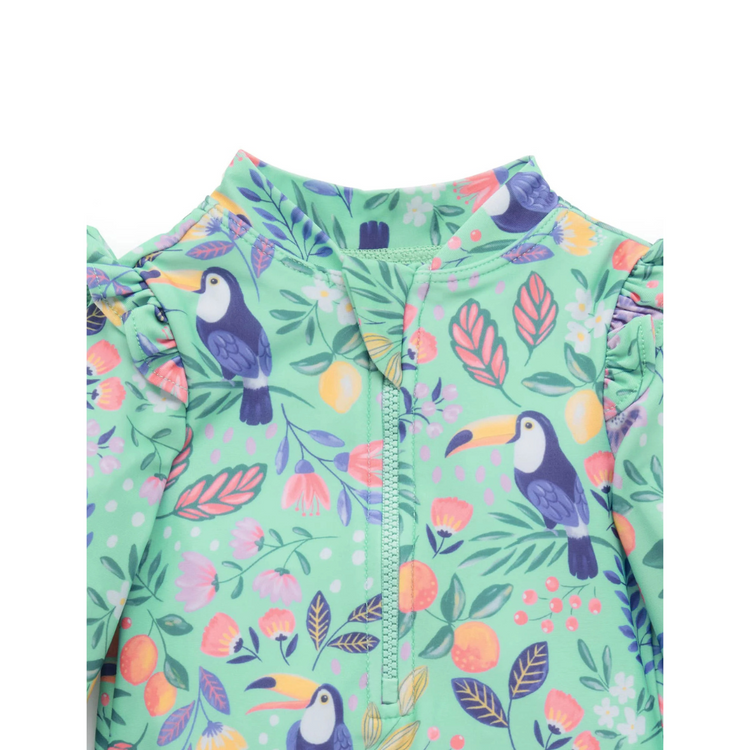 Purebaby Organic Long Sleeve Swimsuit - Toucan Frilly