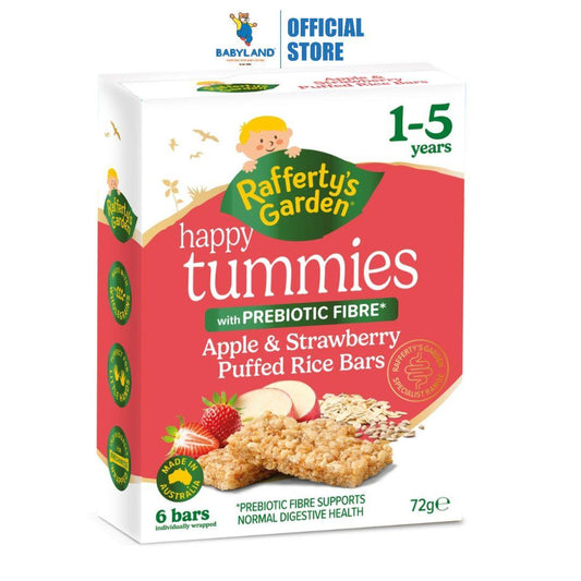 Rafferty's Garden Happy Tummies Apple & Strawberry Puffed Rice Bars 72g (1-5yrs)