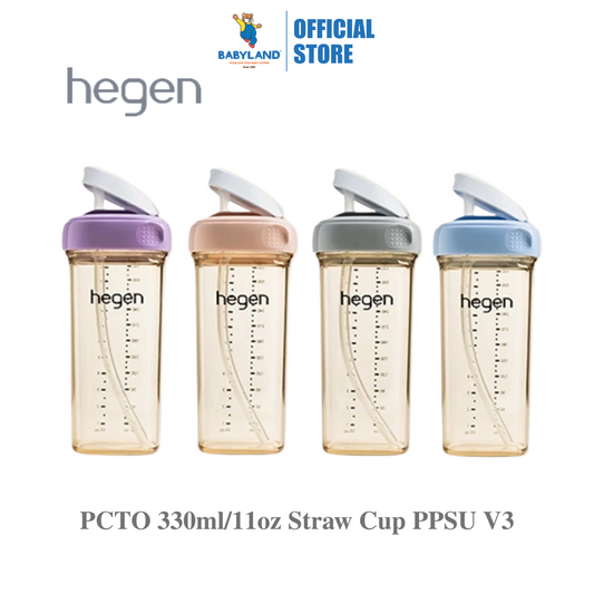 Hegen PCTO 330ml/11oz Straw Cup PPSU V3 - (Blue/Pink/Grey/Purple)