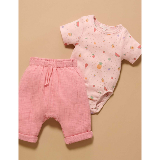 Purebaby Organic Fruity Print Pointelle Bodysuit