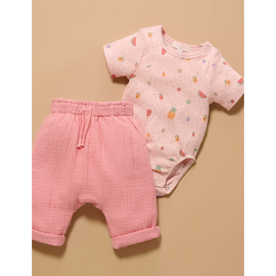 Purebaby Organic Fruity Print Pointelle Bodysuit