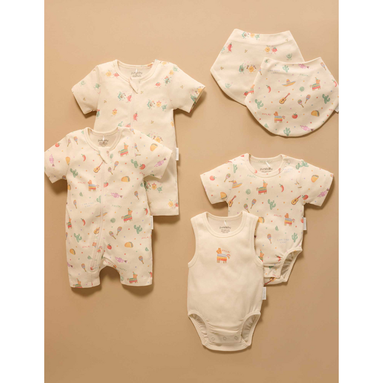 Purebaby Organic 2 Pack Dribble Bib - Pinata Print