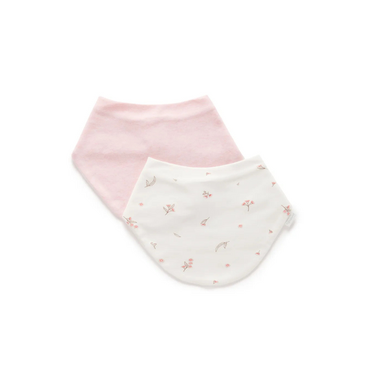 Purebaby Organic 2 pack Essential Dribble Bib - Vanilla Blossoom