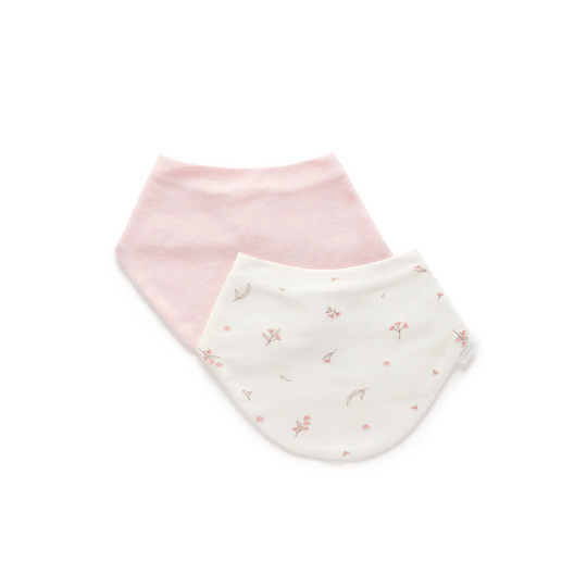 Purebaby Organic 2 pack Essential Dribble Bib - Vanilla Blossoom