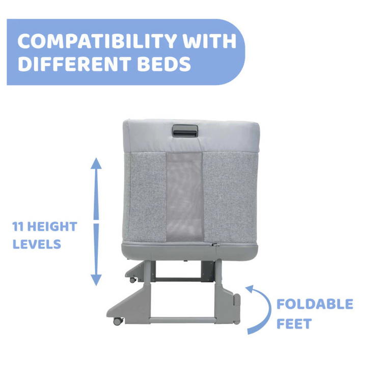 Chicco Next2Me Forever Co Sleeping Cot - Ash Grey (New Born to 22kg)