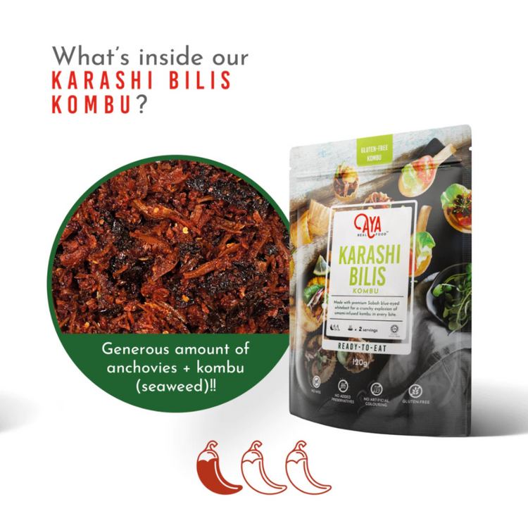 Aya Real Food Karashi Bilis (120g) | Original, Kombu, Garlic & Sichuan