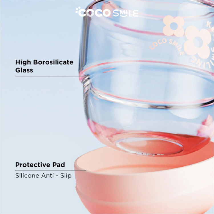 Cocosmile 8324 Coco Dudu Straw Glass Cup 450ml - Blue