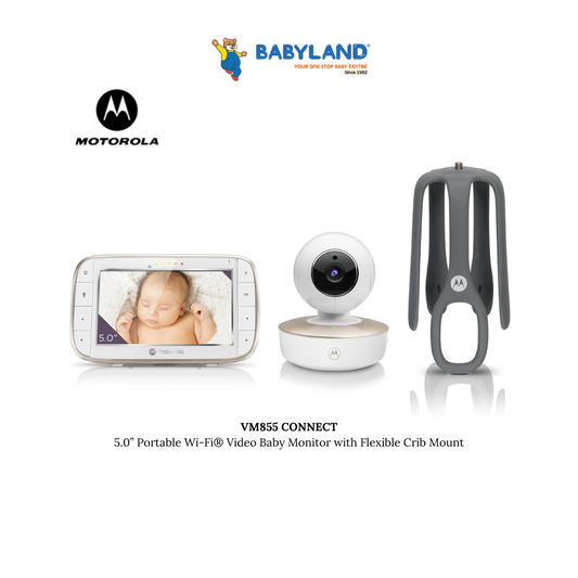 Motorola VM855 CONNECT 5.0ā Portable Wi-FiĀ® Video Baby Monitor with Flexible Crib Mount
