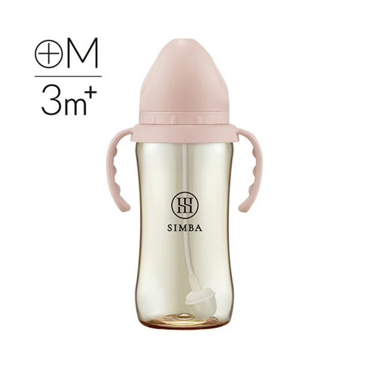 Simba allonge Milestone 360ml - PPSU Wide Neck Anti-Colic Feeding Bottle with Straw and Handles Cross Hole M Teat