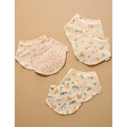 Purebaby Organic 2 Pack Dribble Bib - Fiesta Heads Print