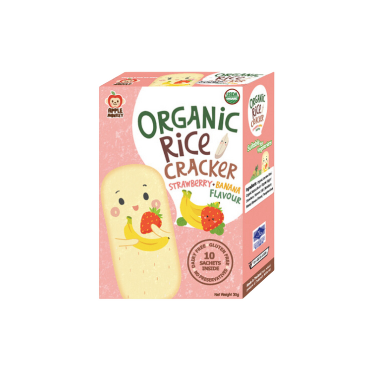 Apple Monkey Organic Rice Cracker 10 sachets 30g