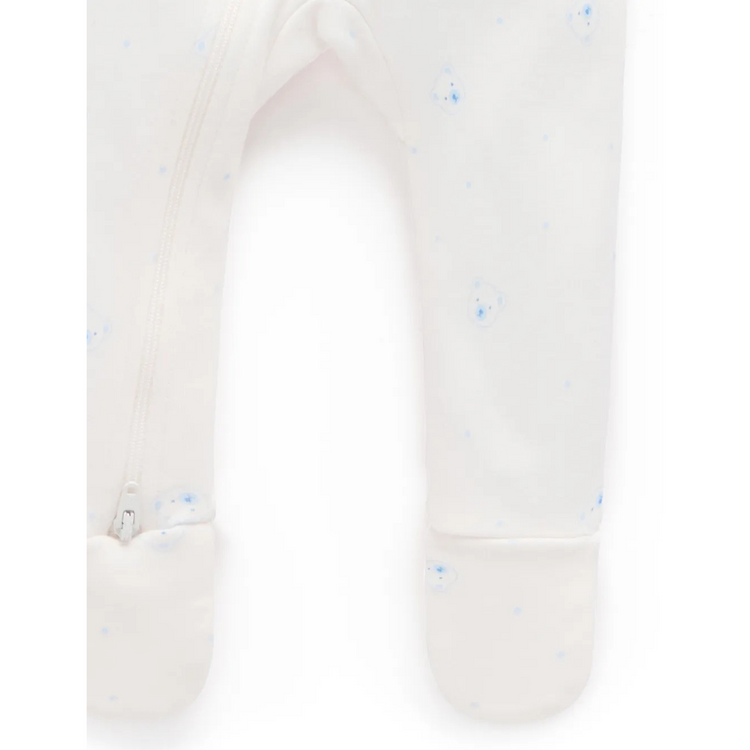 Purebaby 2 Pack Organic Sleepsuit - Pale Blue Bear