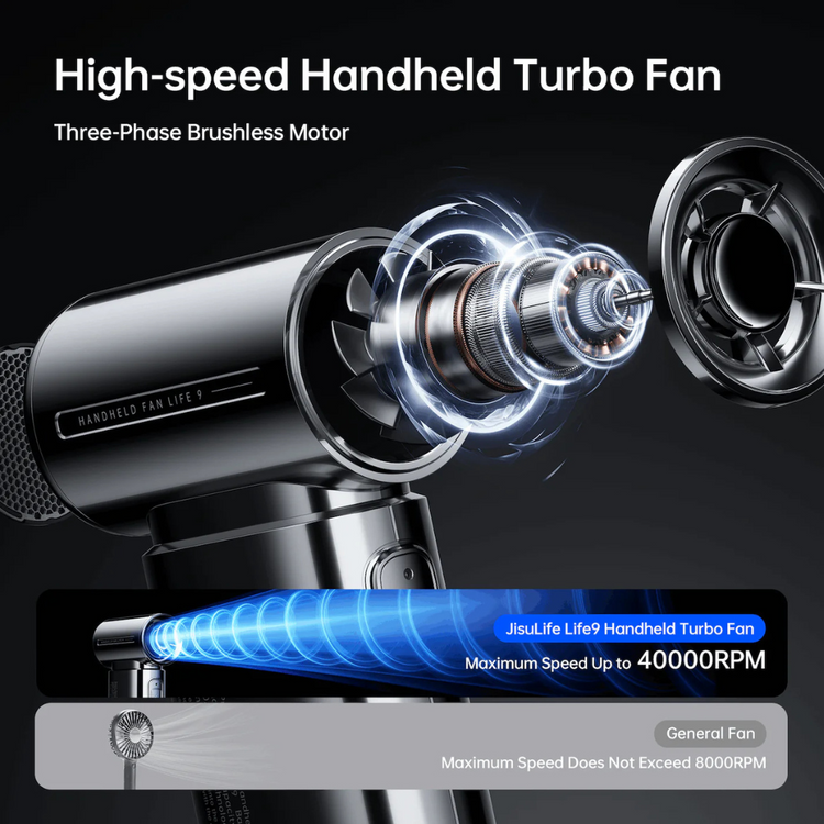 【New Limited Edition】JisuLife Handheld Fan Life9 - Chrome (5000mAh) Silver-Plated With Gift Box