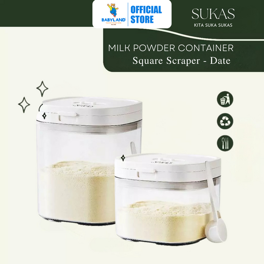 SUKAS Milk Powder Container Flip - Square Scraper & Date (1200ml) (800ml)