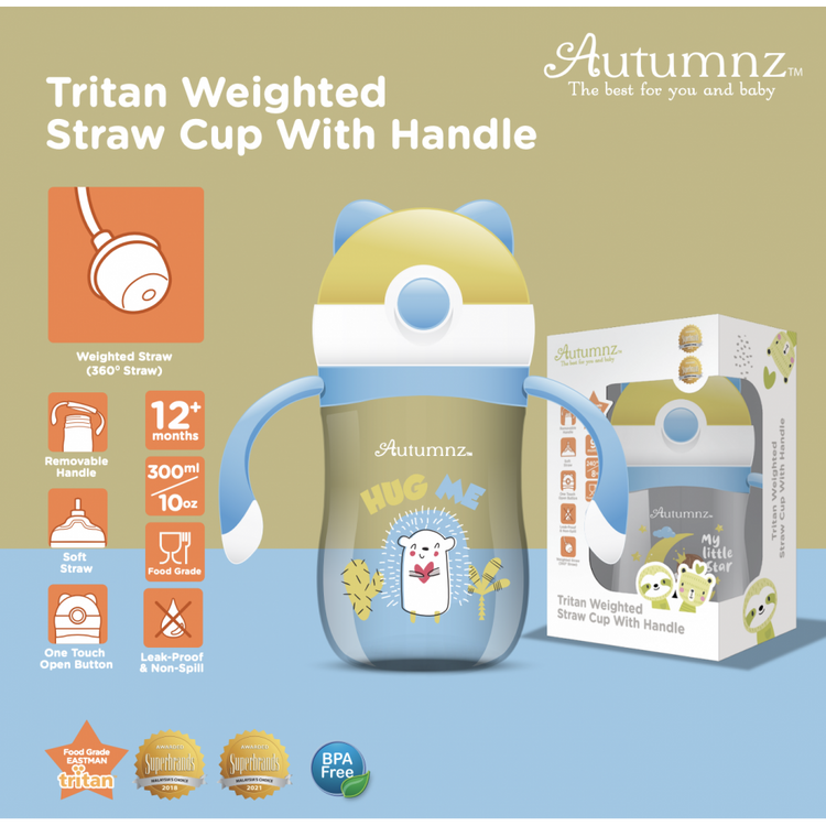 Autumnz Tritan Weighted Straw Cup with Handle 300ml