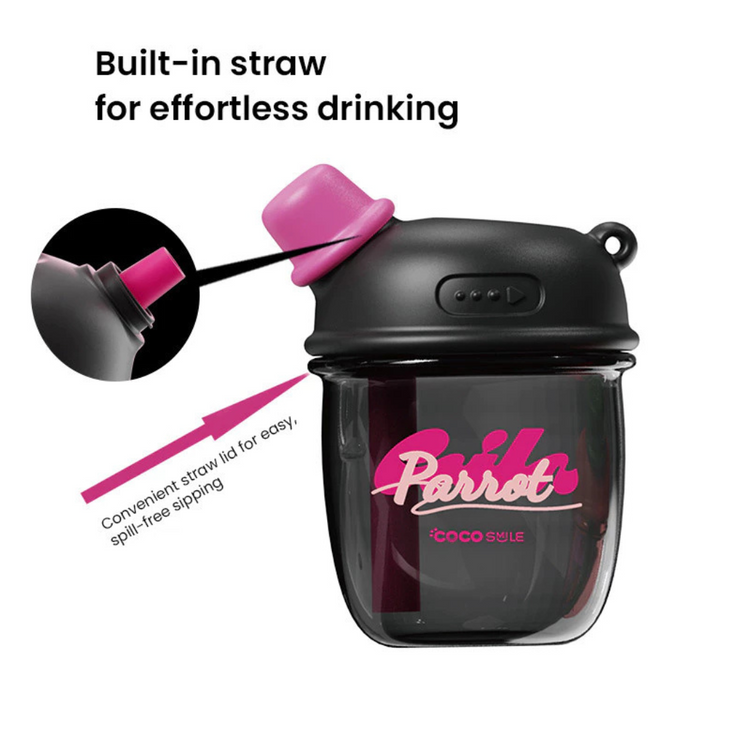 Cocosmile 8318 Dudu Straw Portable Tritan Cup 530ML - Black