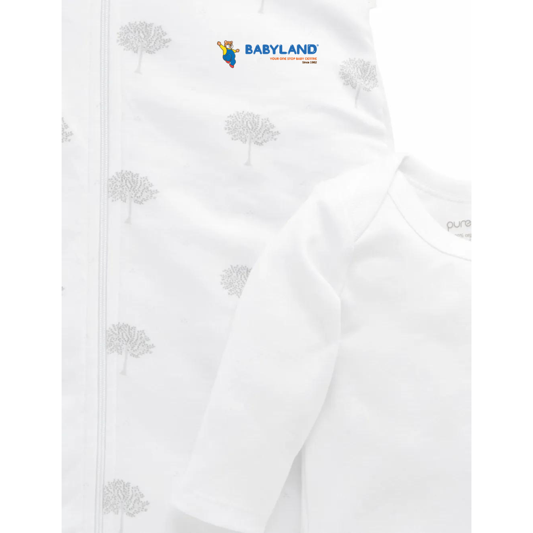 Purebaby Organic Sleeping Bag Bundle 1 TOG Pale Grey Tree (03m) Babyland SS2 Malaysia
