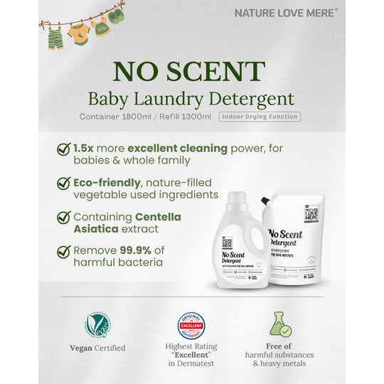 NATURE LOVE MERE No Scent Baby Laundry Detergent | Suitable for newborns | For sensitive/eczema skin